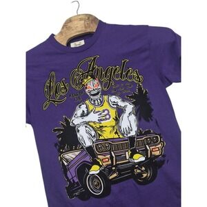 Brand X NBA Los Angeles Lakers LeBron James 23 T Shirt Purple Size Medium